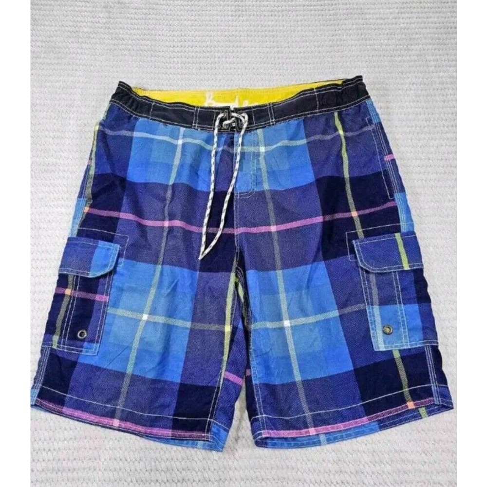 Boden Swim Trunks Mens 38 Plaid Board Short Summer Swimming Active Outdoors
